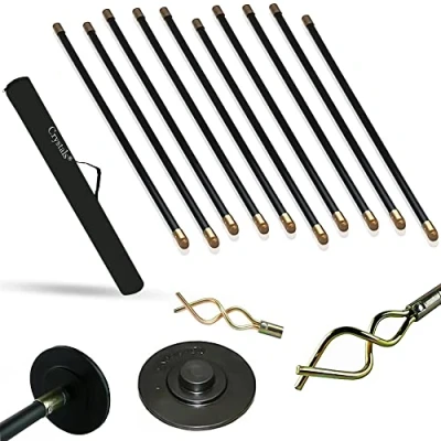 Image of 12 Pcs / 9 Meter Drain Rods for Outside or Inside Flexible, Professional Heavy Duty Unblock Plunger Double Worm Screw, Drainage Pipes Cleaning Gutter Road Unblocker with Carry Bag Black