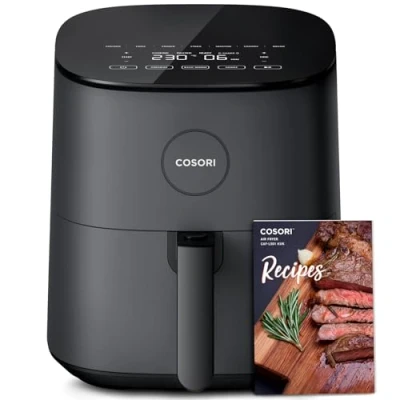 Image of COSORI Air Fryer 4.7L, 9 in 1 Compact Fryers Oven, 130+ Recipes(Cookbook &amp; Online), Max 230℃ Setting, Digital Tempered Glass Display, Quiet, 4 Portions, Non Stick, Dishwasher Safe, 1500W