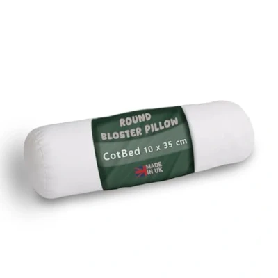 Image of Bolster Pillow Roll Baby Cot Bed (10 x 35 cm) Support Pillow, Round Insert, Hollowfibre Neck Ergonomically Designed Cylinder Body (White)