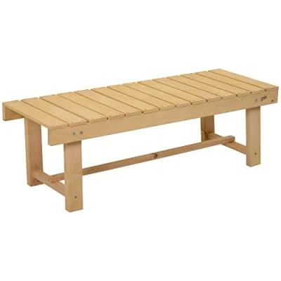 Image of Outsunny 3 Pieces 2 seater Outdoor Indoor Garden Wooden Bench Fir Patio Loveseat, 110L x 38W 35Hcm, Natural