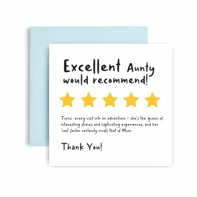 Image of Huxters Birthday Cards for Women Funny Review Aunty Happy Card Birthday, Mother’s Day with Lovely Pink Envelope (Aunty)
