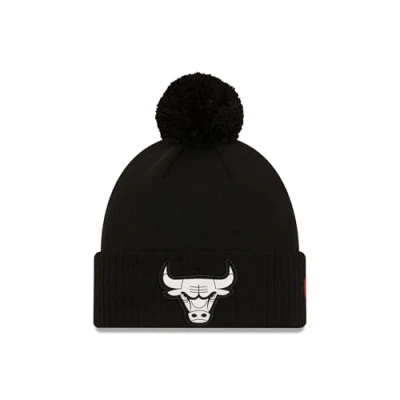 Image of New Era Chicago Bulls NBA Beanie Basketball Winter Pompom Warm Team Logo Black