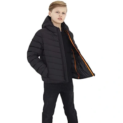 Image of BRAVE SOUL Grant Boys Puffer Hooded Jacket Lightweight Warm Padded Winter Coat Black 9 10 Years