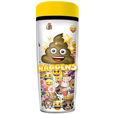Image of Boyz Toys Happens Coffee Travel Canteen Emoji, White, 20 x 8 cm