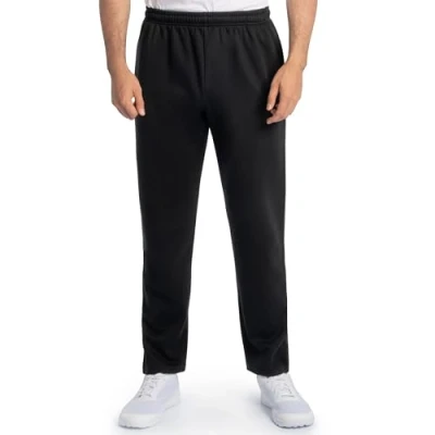 Image of Fruit of the Loom Men&#039;s Eversoft Fleece Open Bottom Sweatpants with Pockets, Relaxed Fit, Moisture Wicking, Breathable, Black, Large
