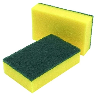 Image of Green Yellow Industrial Sponge Scourers pack of 10 By Ashland