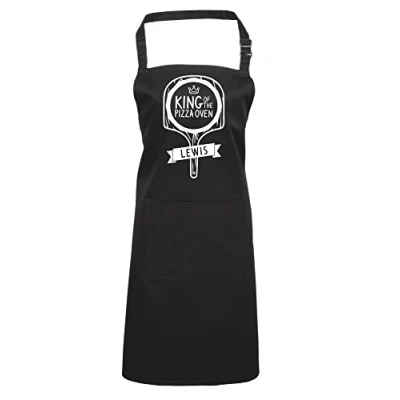 Image of Edward Sinclair Personalised KING OF THE PIZZA OVEN White Print Black Apron
