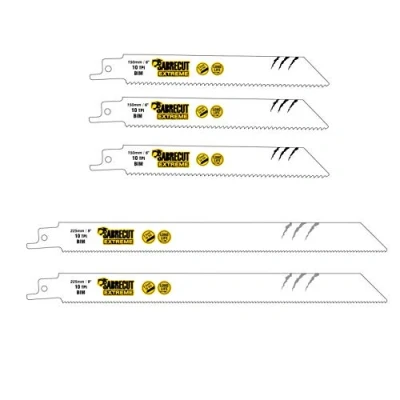 Image of 5 x SabreCut SCRSK5HF 150mm 225mm 10 TPI S922HF S1122HF Fast Wood and Metal Cutting Reciprocating Sabre Saw Blades Compatible with Bosch Dewalt Makita Many Others