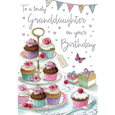 Image of Piccadilly Greetings Regal Publishing Group Ltd Birthday Card Granddaughter,White,9 x 6 inches
