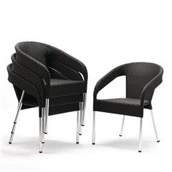Image of Bolero Wicker Wraparound Bistro Chairs Charcoal (4 Pack)