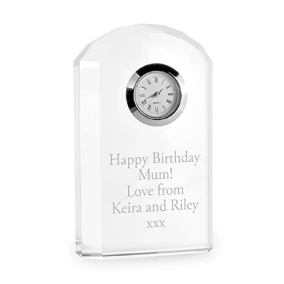 Image of The Gift Experience Engraved Crystal Mantel Clock, Personalised Gift, Display Clocks, Clock
