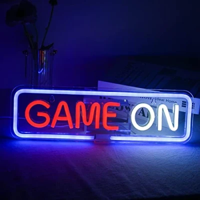 Image of Game On Neon Sign, Gaming Signs for Wall Decor, Lights Signs, LED Light up Sign with USB Powered Room,Competition Game,Game Zone
