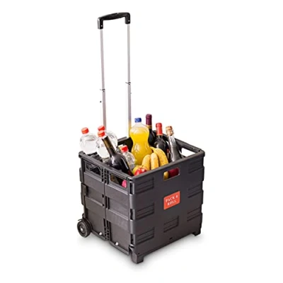 Image of Relaxdays Black Foldable Shopping Trolley 35 kg Capacity, 1 Item