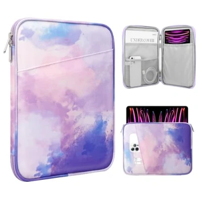 Image of TiMOVO 13 Inch Tablet Sleeve with Pocket for iPad Air 13&quot;, Pro 12.9&quot;, Galaxy Tab S9+/S9 Plus/S10+/S10 Plus/S9 FE+/S9 FE Plus 12.4&quot;, Remarkable Paper 11.8&quot;, Watercolor Purple