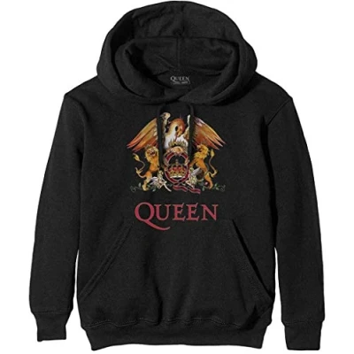 Image of Queen &#039;Classic Crest&#039; (Black) Pullover Hoodie (Medium)