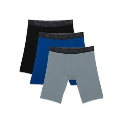 Image of Fruit of the Loom Men&#039;s Breathable Boxer Briefs, Moisture Wicking Underwear, Color Multipacks, Long Leg Micro Mesh 3 Pack Assorted, XL (Pack 3)