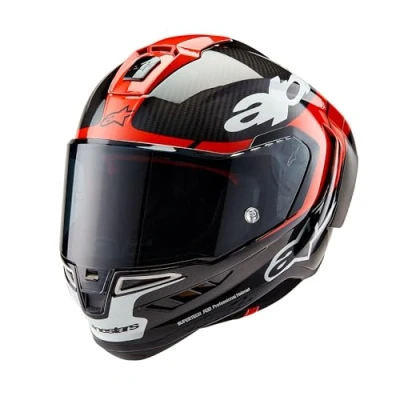Image of Alpinestars Race Helmet Supertech R10 Element Motorcycle Full Face Carbon Black Bright Red White L
