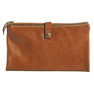Image of Clairefontaine Ref 930031C Flying Spirit Leather Flat Sleeve 27 x 23.6 2.8cm, 2 Compartment Design, Metal Zip Closure with Puller Brown