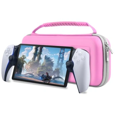 Image of Carry Case designed for Playstation Portal remote player PS5 Console holds accessories and offers Travel Storage Protection headset charger &amp; more Gray White Gift box edition