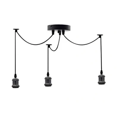 Image of Icole Vintage Industrial 3 Lights Pendant Light E27 Lampholder Ceiling Edison Hanging Fixture