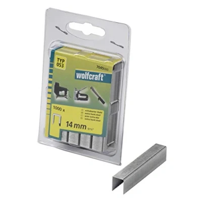 Image of wolfcraft Broad Back Staple with D Tip, Hard Steel, Type 053 I 7045000 For optimum hold