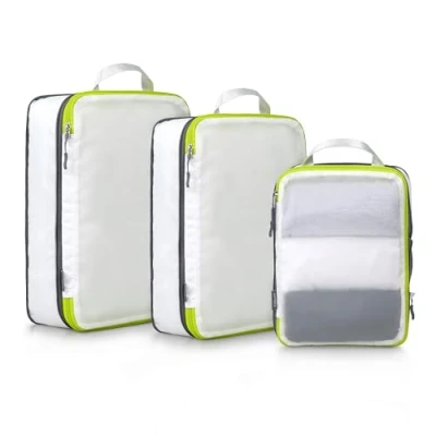 Image of Cipway Compression Travel Packing Cubes,Mesh Design Lightweight Bags Organiser for Backpack Suitcases Home Storage(White 3pcs)