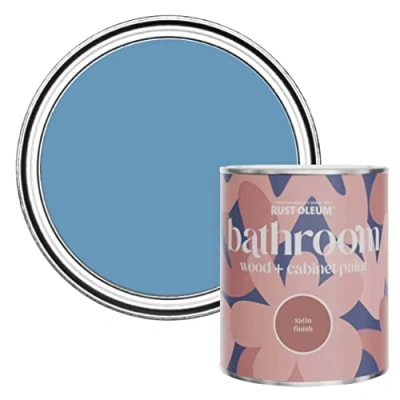 Image of Rust Oleum Blue Moisture Resistant Bathroom Wood and Cabinet Paint in Satin Finish Cornflower 750ml