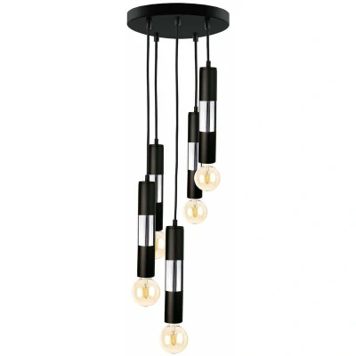 Image of Magnum Cluster Pendant Ceiling Light Black, Silver, 30cm, 5x E27