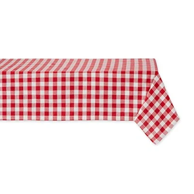 Image of DII Checkered Tabletop Collection 100% Cotton, Machine Washable, Tablecloth, 60x84, Red