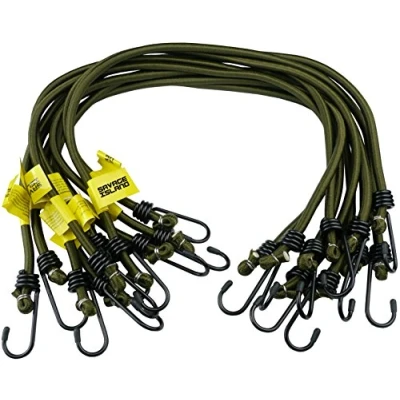 Image of Savage Island Heavy Duty Bungee Cords with Hooks 10 Pack Choice of Sizes Multi Purpose Elastic Straps for Luggage, Roof Racks, Camping Weatherproof &amp; UV Resistant