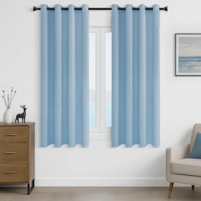 Image of MRTREES Blackout Curtains Bedroom 54 Drop 2 Panels Sky Blue Eyelet Thermal Curtain for Living Room Soft Texture Window Treatments Kids 46x54 Inch 117x137 CM