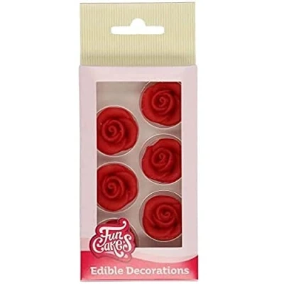 Image of FunCakes Marzipan Decorations Roses Red: Ready to Use for Cake Decoration, Perfect Cupcakes, Muffins and more, Glutenfree certified, Set/6
