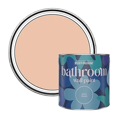 Image of Rust Oleum Pink Water Resistant Bathroom Wall &amp; Ceiling Paint Coral 2.5L