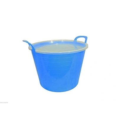Image of 26L FLEXI TUB COMPLETE WITH LID STORAGE BUCKET, TRUG, FLEXIBLE, CONTAINER (Blue)