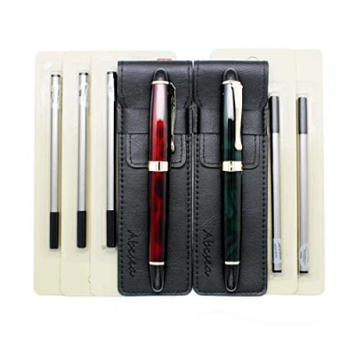 Image of Abcsea 2 pieces Jinhao 450 rollerball fine point black pens medium, fineliner (dark red and green), with 5 0.5 mm standard pen refills
