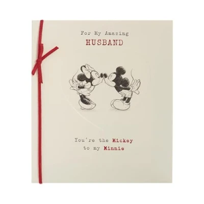 Image of Disney Birthday Card for Husband Mickey &amp; Minnie Design