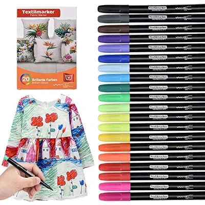 Image of Willingood 20 Pack Fabric pens Permanent Marker for t Shirts Bags Cloth and Various Types of Fabrics