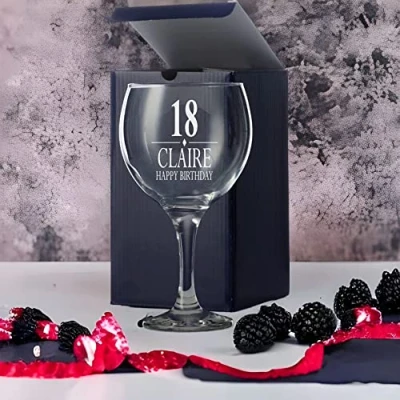 Image of Personalised Birthday Cocktail Gin Glass Gift 18th, 21st, 30th, 40th, 50th, 60th, 70th, 80th