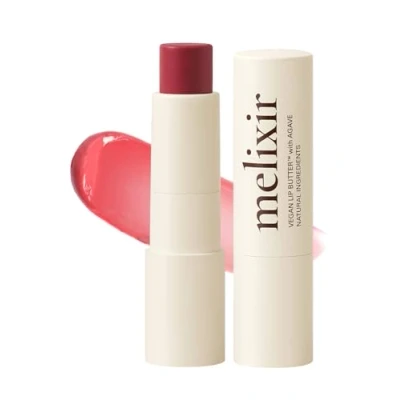 Image of Melixir Vegan Lip Butter #05 Dewy Rose(Tinted) (+11 more colors) 0.13oz, Bee Free, Petrolatum Deep Nourishing Plant Based Chapstick, Balm for Dry, Cracked and Chapped Lips