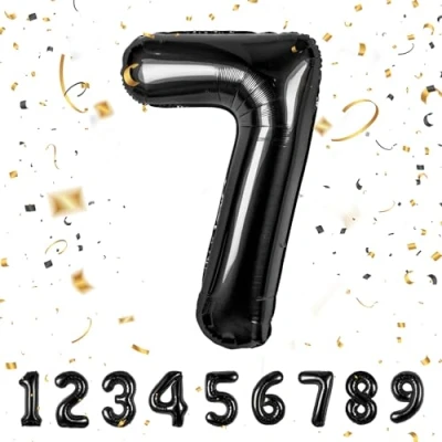 Image of Number Balloons 7,Black 7 Balloon 40 Inch Giant Helium Foil for Boys Girls Party Decor Birthday Anniversary Graduation Decorations Supplies