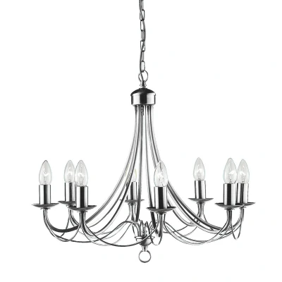 Image of Maypole 8 Light Chandelier Satin Silver Finish, E14