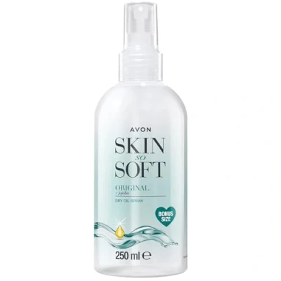 Image of Avon Skin So Soft Dry Oil Spray 250ml Locks in Moisture Formulated with Jojoba and Vitamin E Quick Formula Cruelty Free