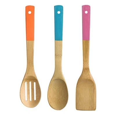 Image of Premier housewares bamboo utensil set coloured handles, 3 pieces