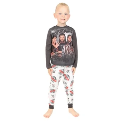 Image of WWE Boys Wrestlemania Long Pyjama Set (8 9 Years) Grey