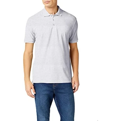 Image of Fruit of the Loom Men&#039;s Premium Short Sleeve Polo Shirt, Heather Grey, XX Large