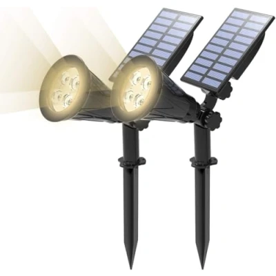 Image of T SUN (2 Pack LED Solar Spotlights, 2 in 1 Easy Installation Landscape Lights, Waterproof Outdoor Garden Natural White 4000K, 180Angle Adjustable, Auto ON/Off for Security Lighting