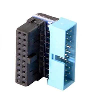 Image of cablecc USB 3.0 20pin Male to Female Extension Adapter Up Down Angled 90 Degree for Motherboard Mainboard (Down Angled)