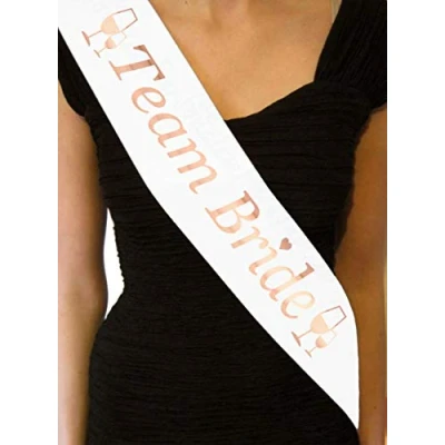Image of Personalised White Sash with rose gold text, Hen Do, Stag Birthday Sashes