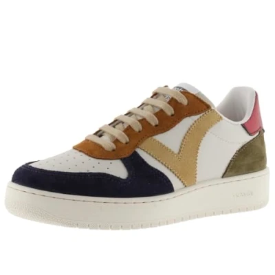 Image of victoria Madrid Leather Effect Low Tennis &amp; Multicolor Split Pieces Metallic Back 1258240 for Women Marino 39