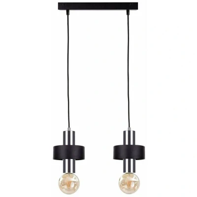 Image of Unica Bar Pendant Ceiling Light Black, Silver, 50cm, 2x E27